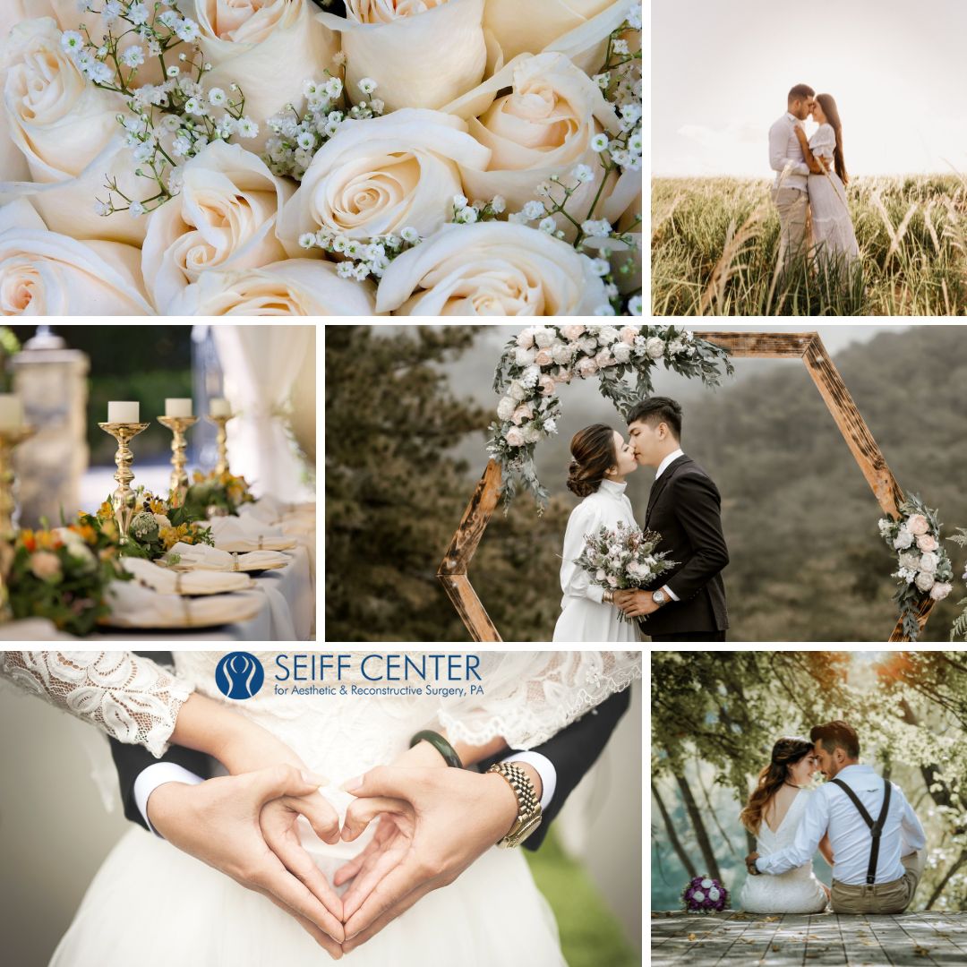 Wedding Collage of couple and flowers