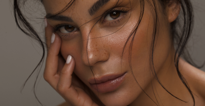 Model showcasing radiant skin used in Seiff Center promotional materials