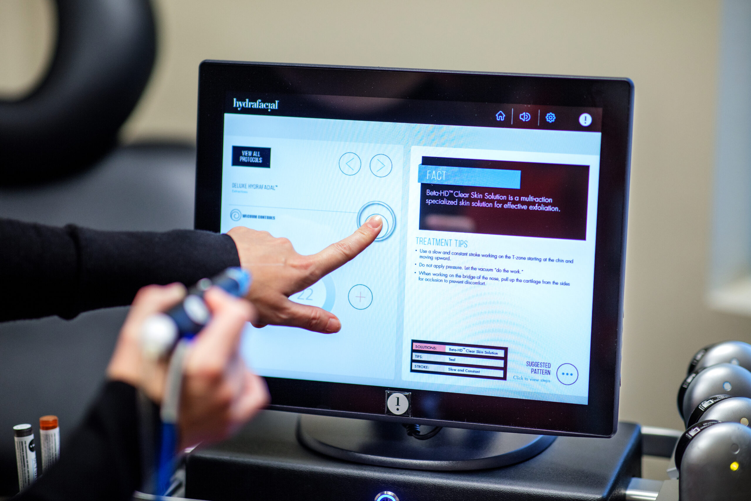 Patient receiving HydraFacial treatment at Seiff Center medispa