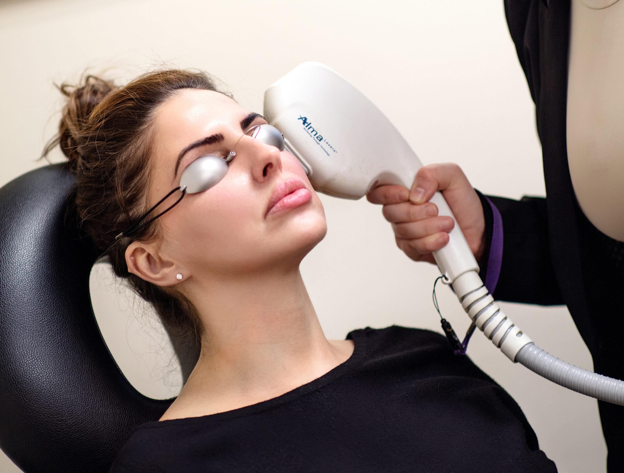 Patient receiving ClearLift laser treatment for skin revitalization at Seiff Center