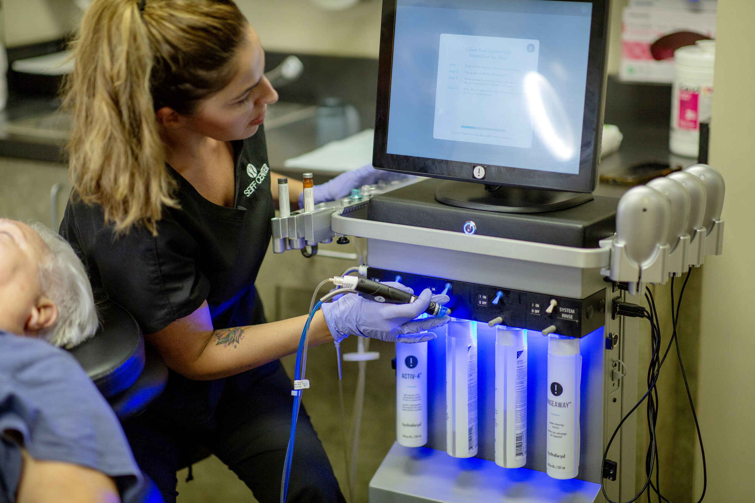 Patient receiving personalized HydraFacial skincare treatment at Seiff Center