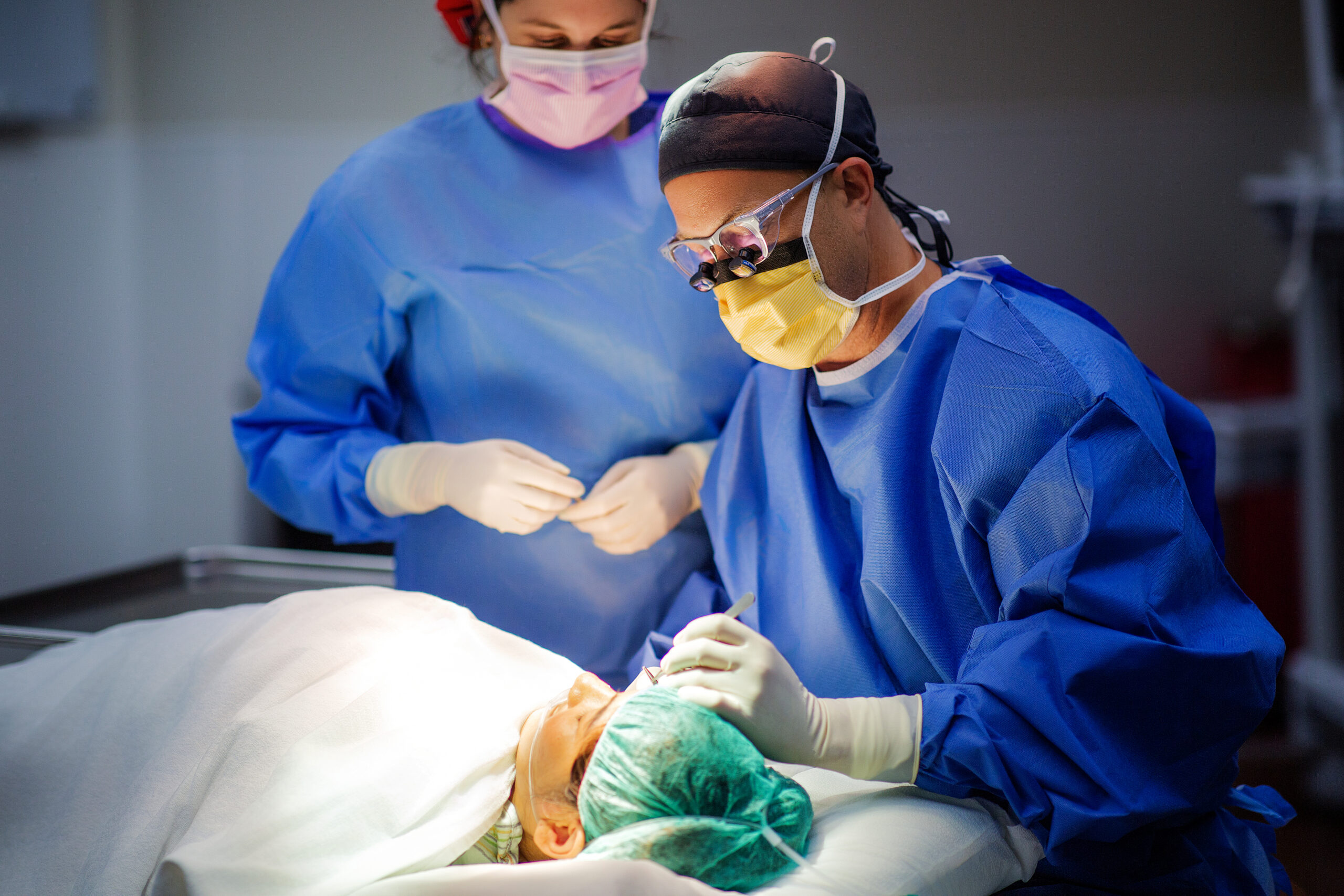 Patient undergoing eyelid examination for cosmetic surgery at Seiff Center