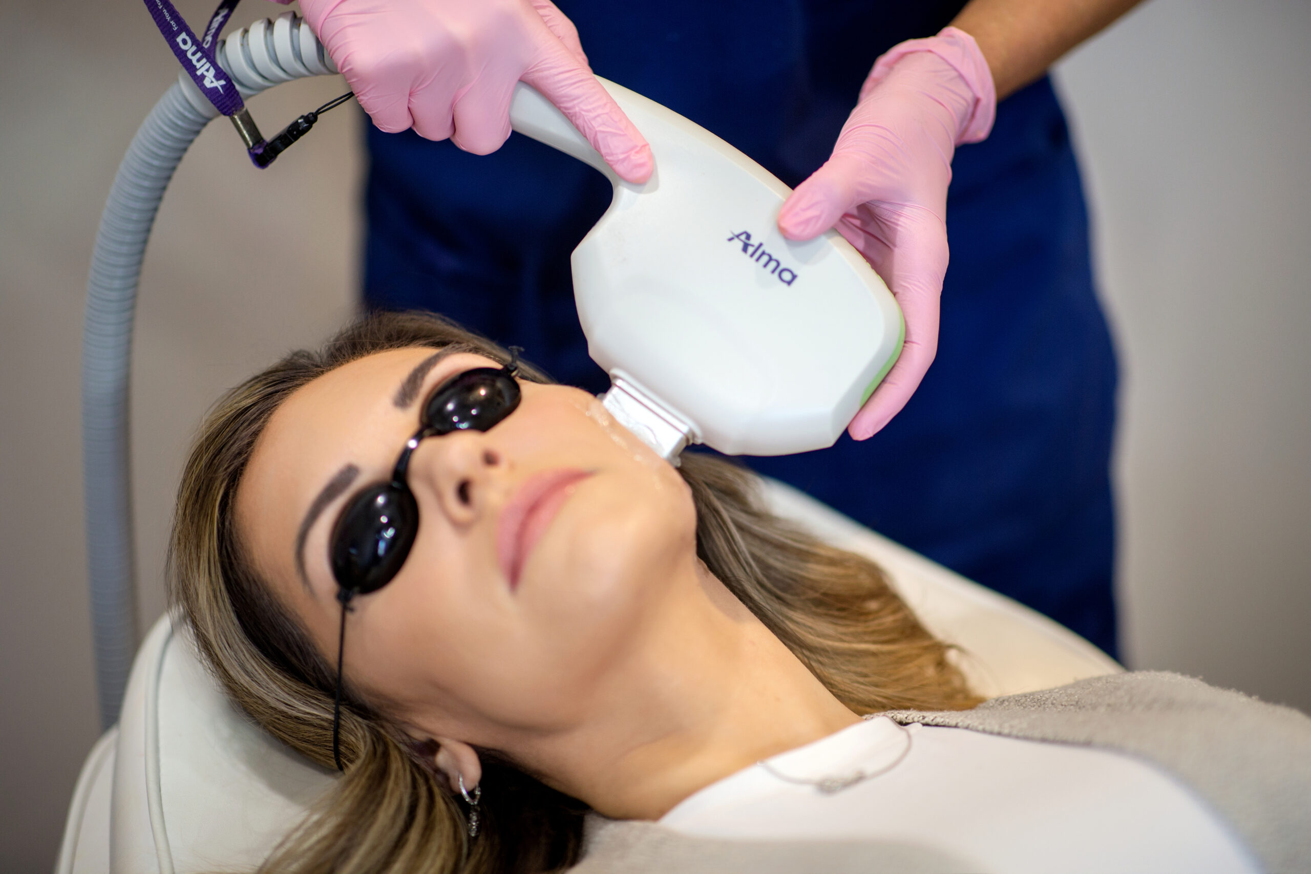 Specialist performing vein treatment procedure at Seiff Center