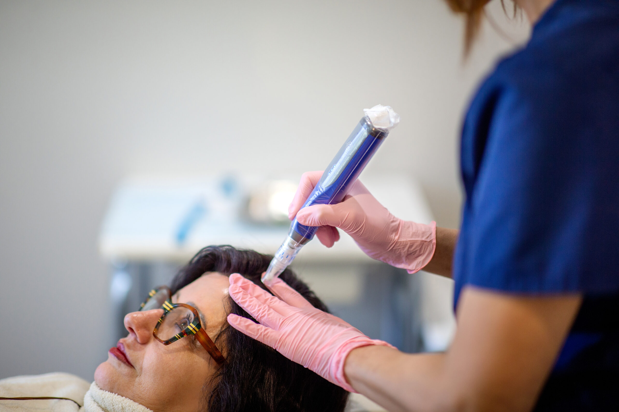 Patient undergoing hair restoration treatment at Seiff Center medispa