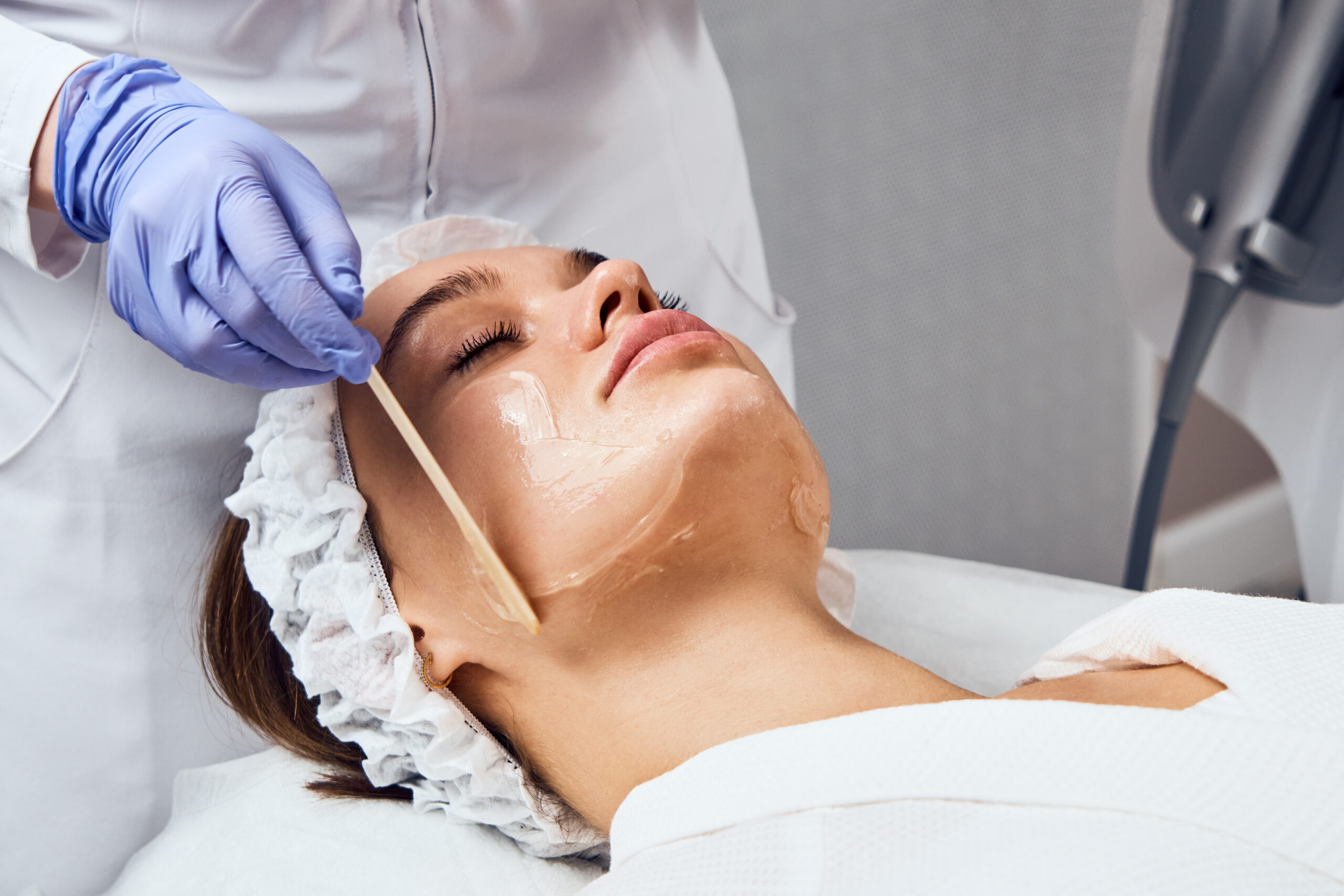 Woman relaxing during medical grade peel treatment at Seiff Center medispa